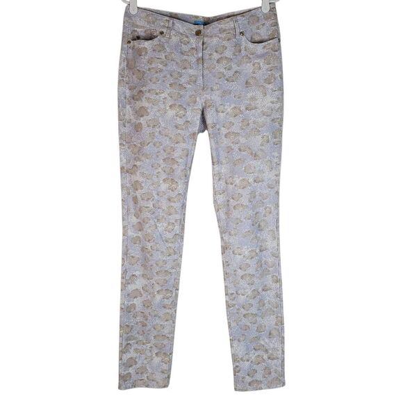 J. McLaughlin Snakeskin Print Mid-rise Lexi Slim Jeans Periwinkle Tan Size 8 - Picture 12 of 12